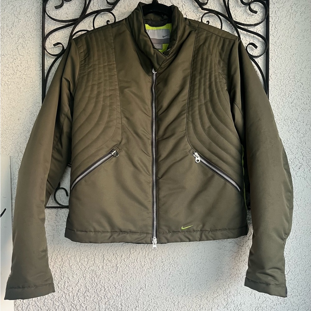 Nike 90’s Moto style olive green cropped Jacket - size M